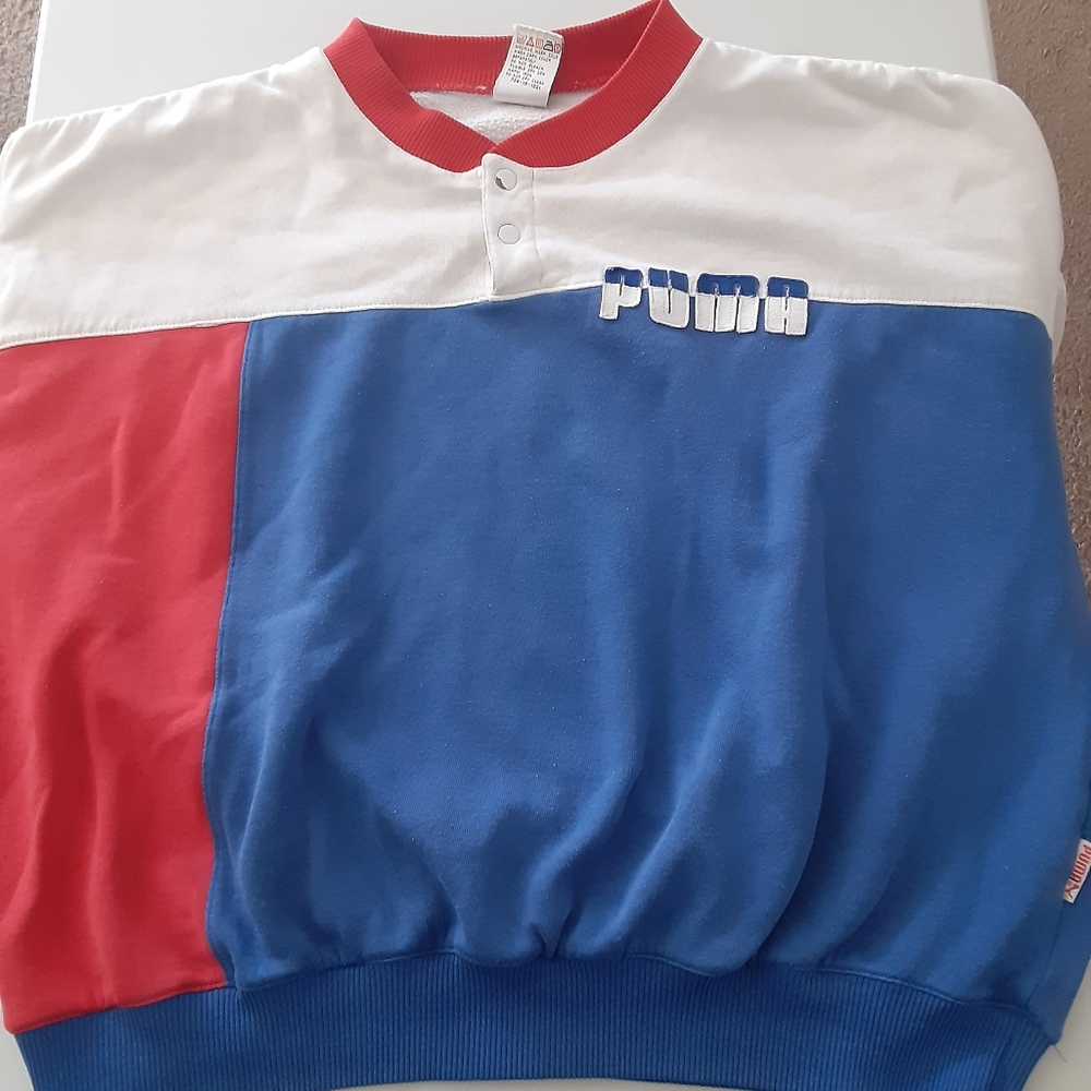 Puma Red and Blue Colorblock Sweatshirt